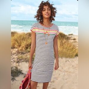 Boden Paulina Jersey Dress Cotton Striped Multicolor